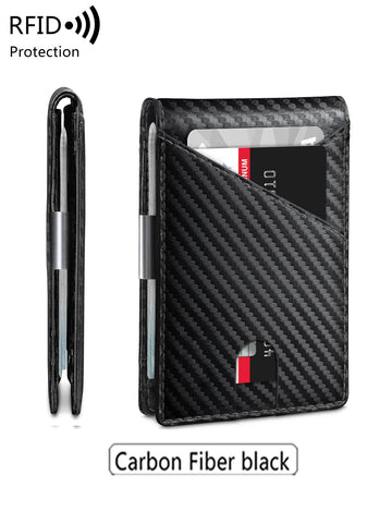 Xajzpa RFID Anti-theft Brush Men's Wallet Portable Double Fold Cross Front Pocket Card Holder Multifunctional 12card Slot Short Zero Wallet